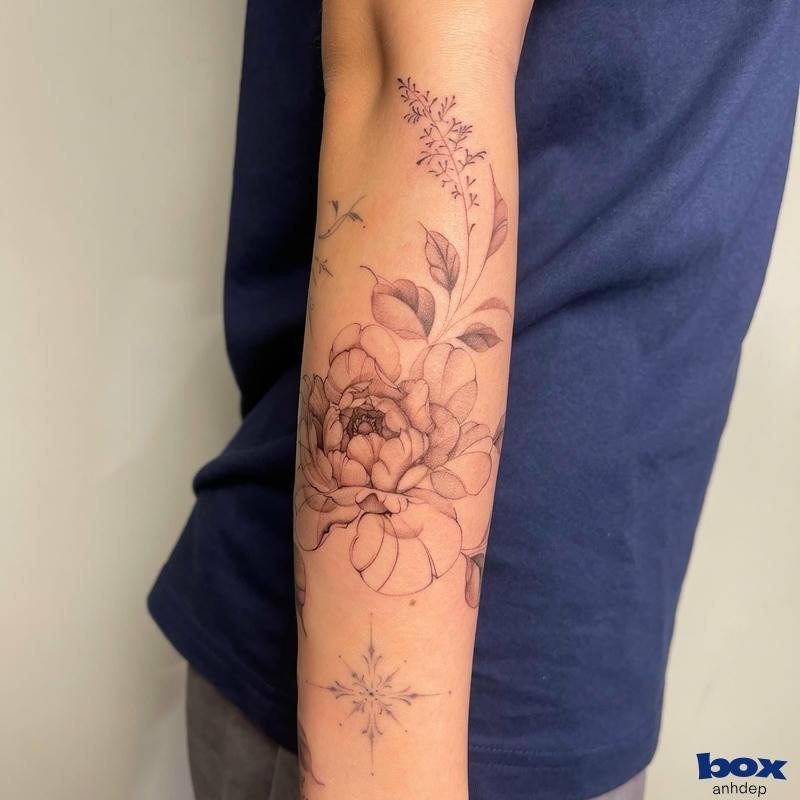 Hình xăm cánh tay nữ phong cách nổi loạn