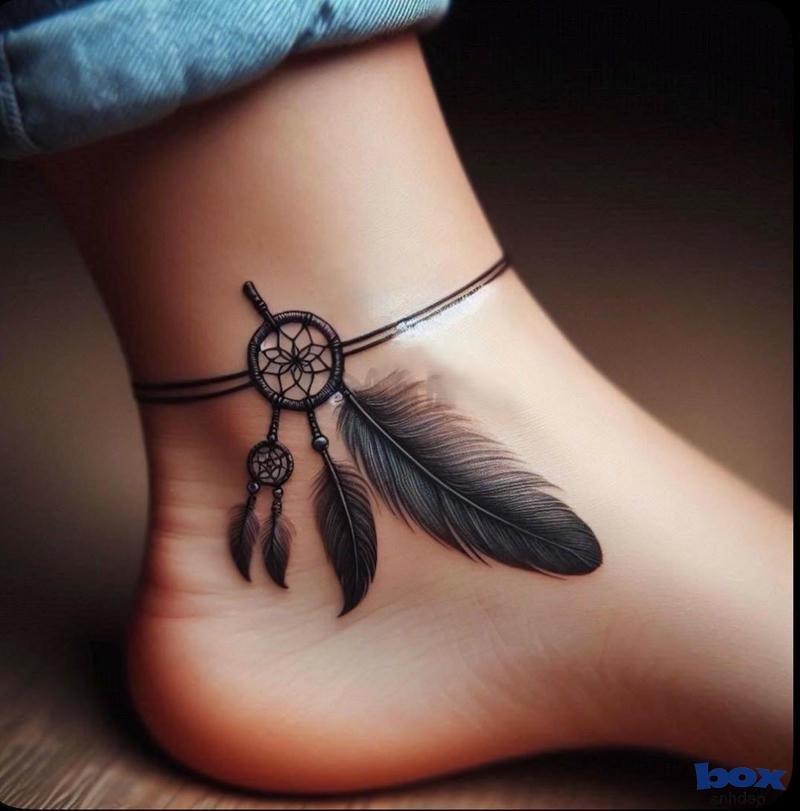 Hình xăm cổ chân hình lông vũ