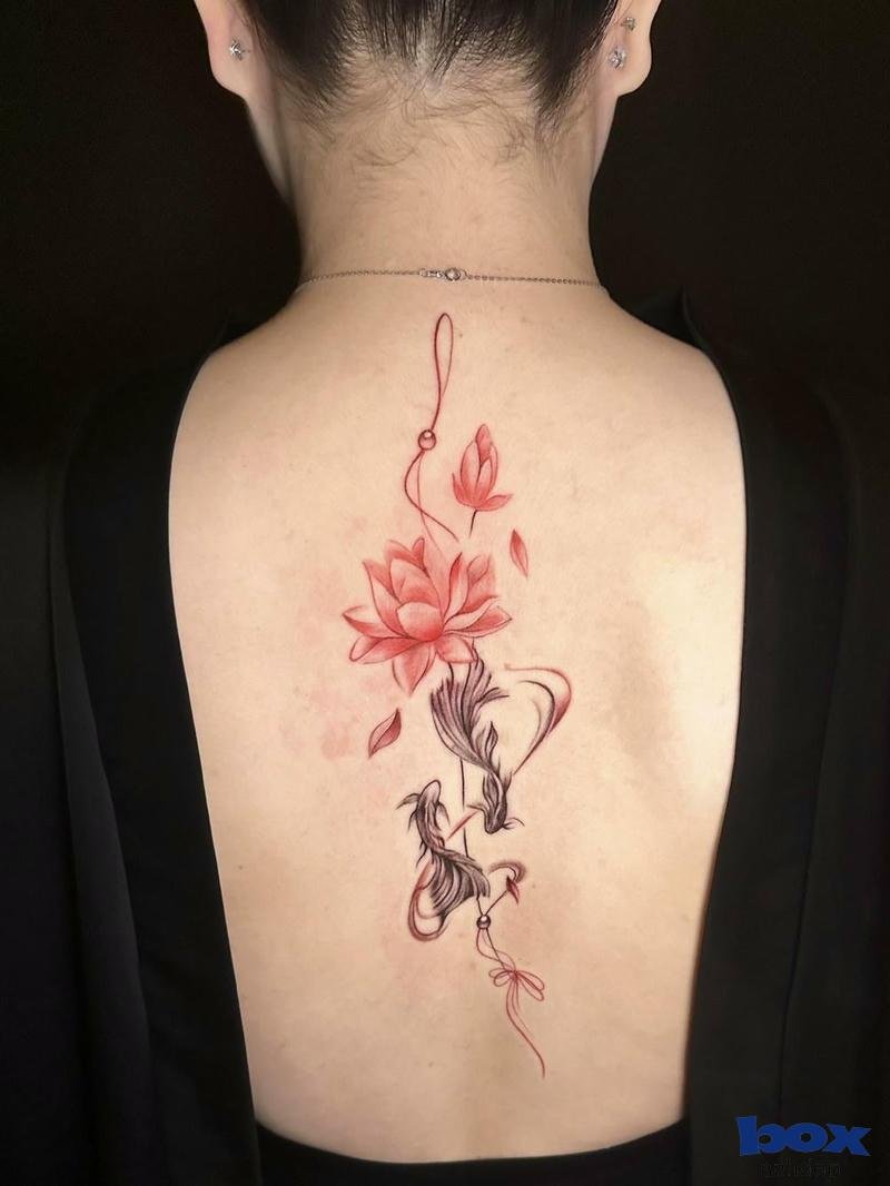 Hình xăm hoa ở lưng cho nữ