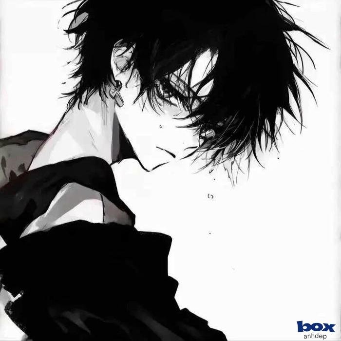 avatar nam buồn đen trắng