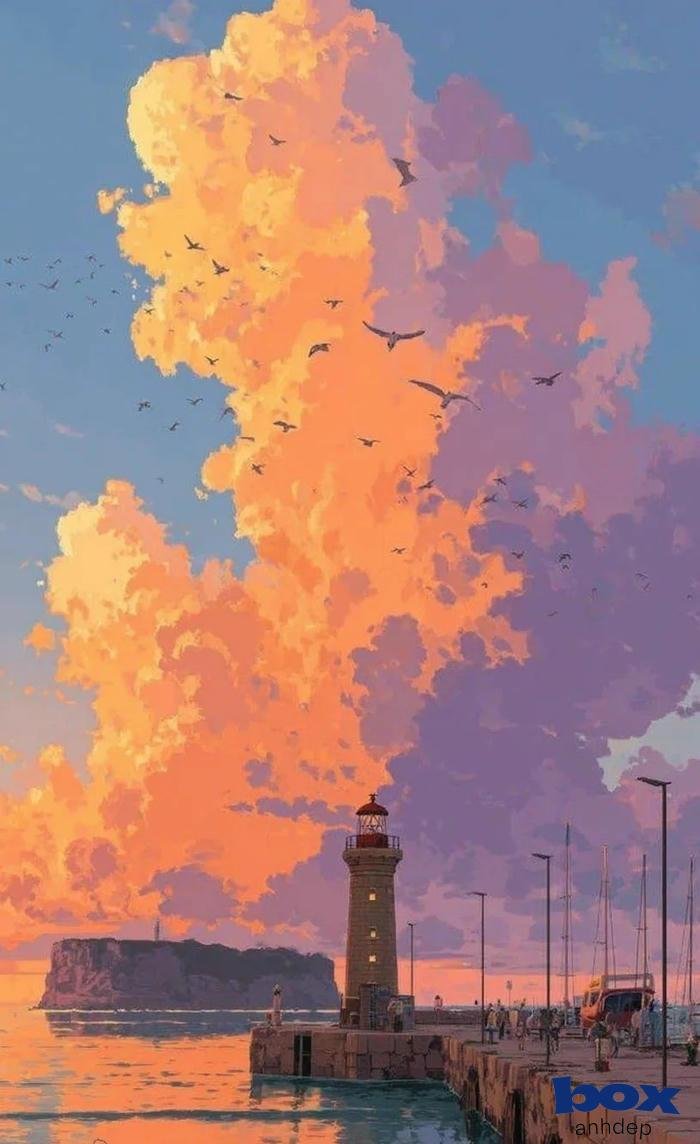 hình nền bầu trời hoàng hôn rực rỡ