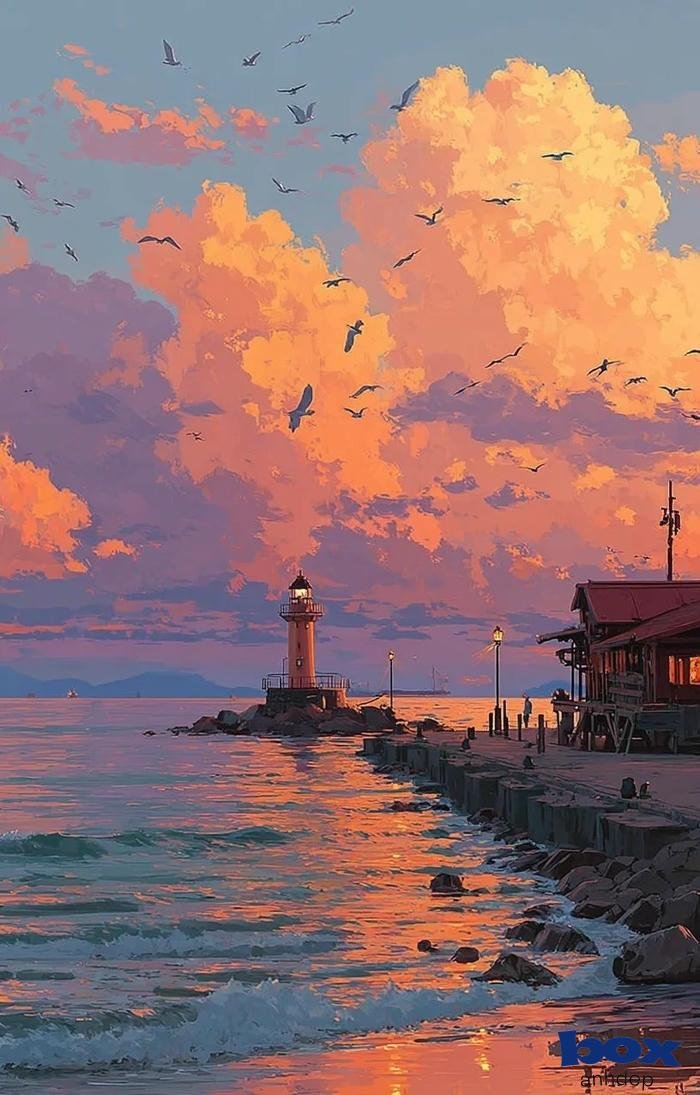 hình nền biển hoàng hôn lãng mạn