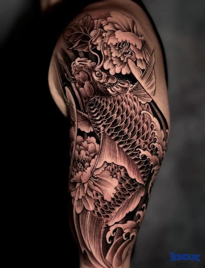 hình xăm hoa mẫu đơn kín tay cho nữ