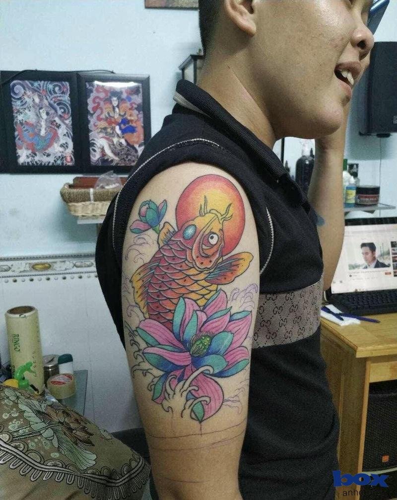 hình xăm may mắn tài lộc cho nam cá chép