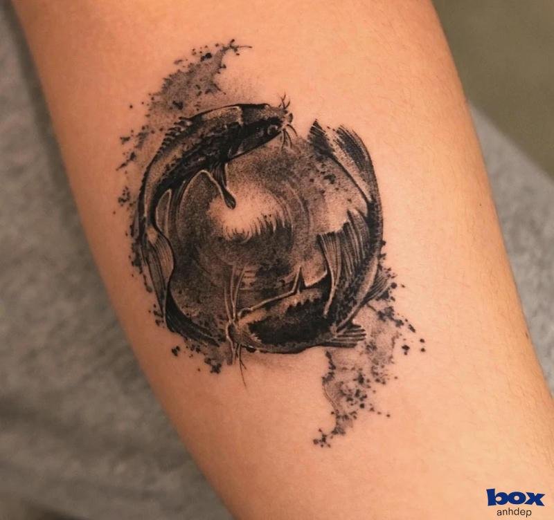 hình xăm may mắn tài lộc cho nam cá nheo