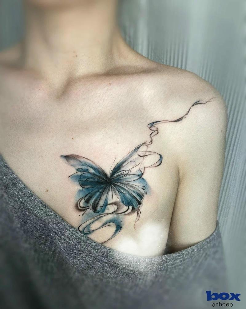 hình xăm ở ngưc cho nữ bướm