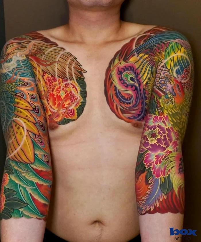 hình xăm phượng hoàng cho nam full tay