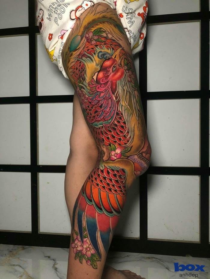 hình xăm phượng hoàng cho nam kín chân