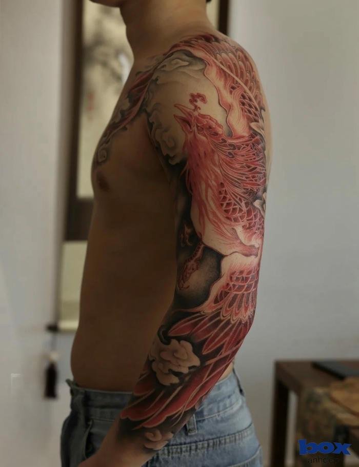 hình xăm phượng hoàng cho nam tối